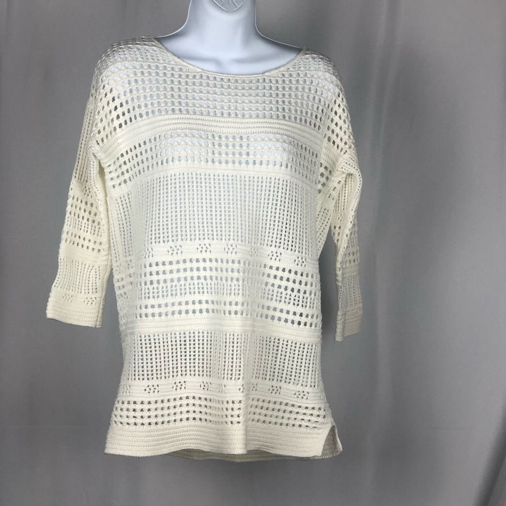 Old Navy White Open Knit Sweater Size Medium
